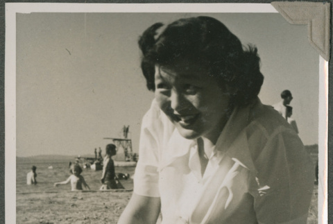 Peggy Hikida on the beach (ddr-densho-201-968)