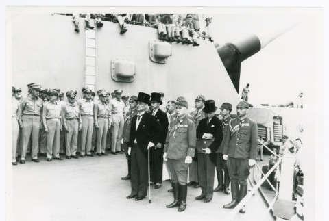Officials at Japanese surrender (ddr-densho-1007-104)