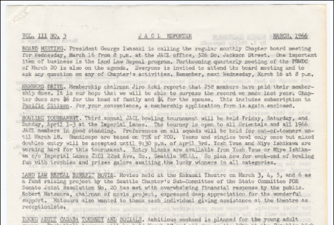 Seattle Chapter, JACL Reporter, Vol. III, No. 3, March 1966 (ddr-sjacl-1-82)