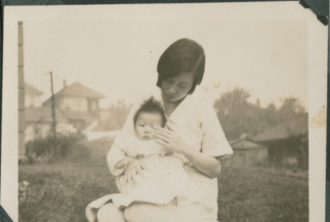 Iku Takahashi with baby (ddr-densho-355-348)