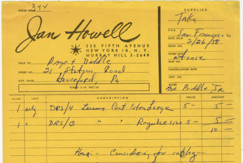 Purchase order from Page and Biddle (ddr-densho-424-199)