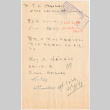 Letter sent to T.K. Pharmacy from Gila River concentration camp (ddr-densho-319-281)
