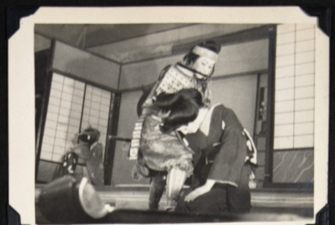 Three performers on a stage (ddr-densho-542-762)