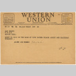 Western Union Telegram to Kaneji Domoto from Alice and Hideki Hayashi (ddr-densho-329-654)
