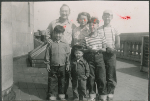 Sakura family on terrace of Wisconsin State Capitol Building (ddr-densho-523-224)