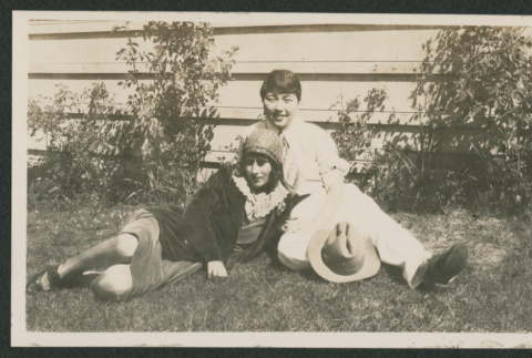 couple sitting in yard (ddr-densho-378-758)