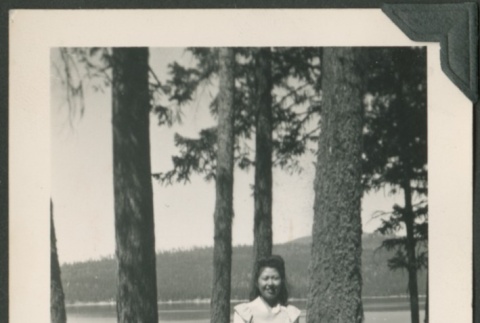 Ruth Kobayashi standing near a lake (ddr-densho-328-257)