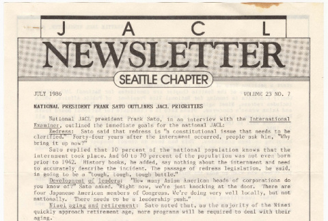 Seattle Chapter, JACL Reporter, Vol. 23, No. 7, July 1986 (ddr-sjacl-1-355)