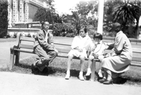 Family on a bench (ddr-densho-92-13)