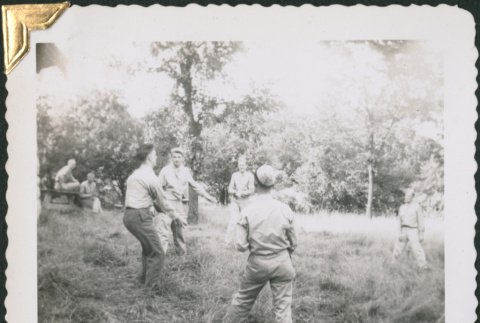 Group of men playing in field (ddr-densho-434-191)