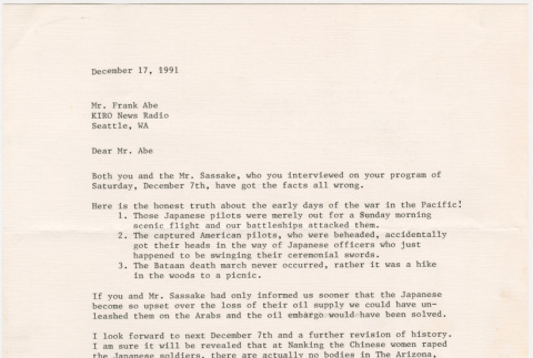 Letter to Frank Abe from Franz Suhadolnik (ddr-densho-122-587)