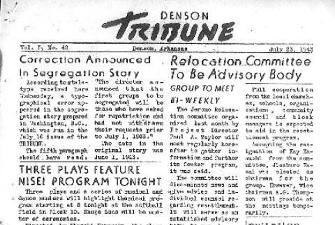 Denson Tribune Vol. I No. 42 (July 23, 1943) (ddr-densho-144-83)