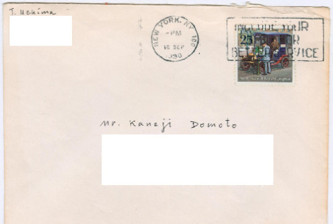 Letter and photo from [Ansei] and Toshiko Uchima to Kaneji Domoto (ddr-densho-329-1147)