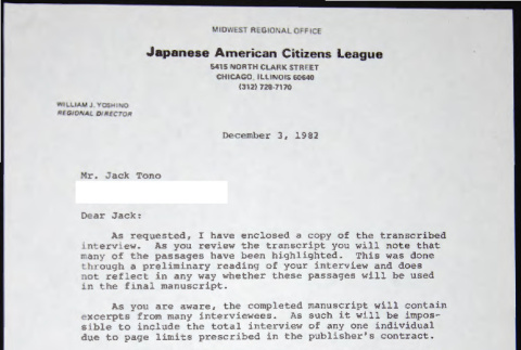 Letter to Jack Tono from Bill Yoshino (ddr-chijacl-1-773)
