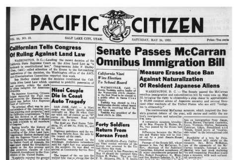 The Pacific Citizen, Vol. 34 No. 21 (May 24, 1952) (ddr-pc-24-21)