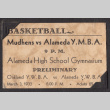 Ticket for basketball game between the Mudhens and Alameda Y.M.B.A (ddr-ajah-5-23)