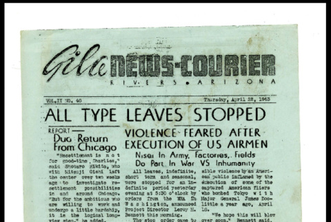 Gila news-courier, vol. 2, no. 48 (April 22, 1943) (ddr-csujad-42-161)