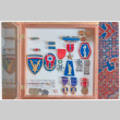 Wooden case of medals, patches and pins (ddr-densho-539-142)