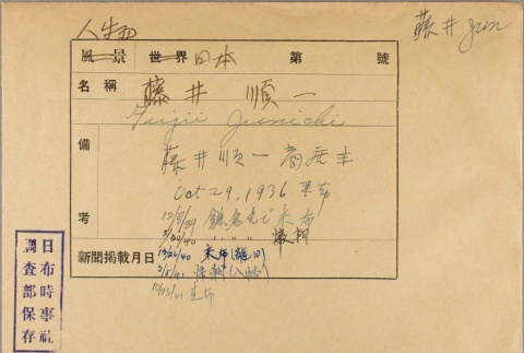 Envelope of Junichi Fujii photographs (ddr-njpa-5-985)