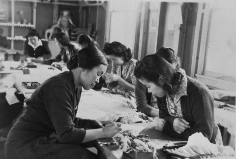 Women doing needlework (ddr-densho-115-3)