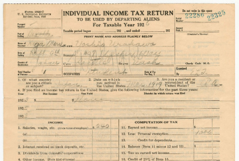 1926 Individual Income Tax Return for Yoshio Urakawa (ddr-densho-474-75)