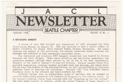 Seattle Chapter, JACL Reporter, Vol. 24, No. 2, February 1987 (ddr-sjacl-1-361)