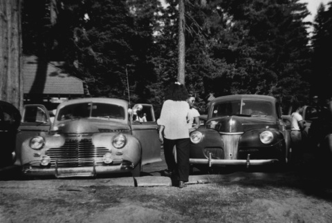 Parked cars at Lake Sequoia Retreat summer camp (ddr-densho-336-22)