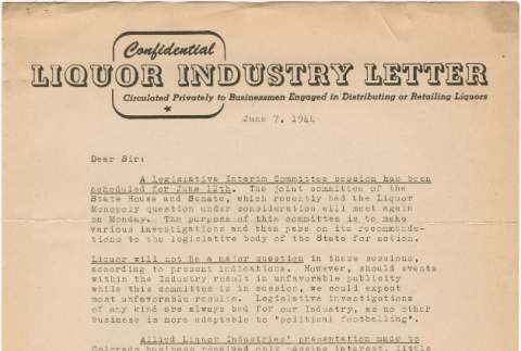 Liquor Industry Letter (ddr-densho-319-598)