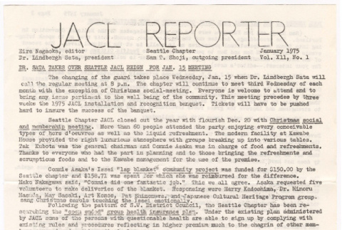 Seattle Chapter, JACL Reporter, Vol. XII, No. 1, January 1975 (ddr-sjacl-1-174)