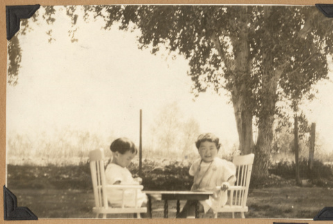 Two toddlers at a table (ddr-densho-542-167)