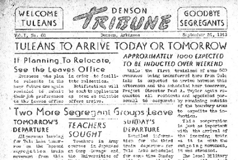 Denson Tribune Vol. I No. 60 (September 24, 1943) (ddr-densho-144-101)