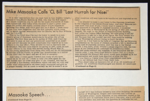 Clipping:  Mike Masaoka Calls 'CL Bill 