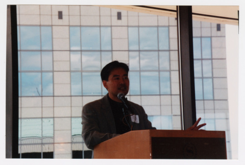 Tom Ikeda speaking at Humanities Washington Ceremony (ddr-densho-506-27)