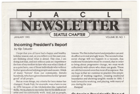 Seattle Chapter, JACL Reporter, Vol. 30, No. 1, January 1993 (ddr-sjacl-1-407)