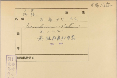 Envelope of Natsu Furushima photographs (ddr-njpa-5-684)