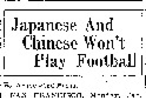 Japanese and Chinese Won't Play Football (January 7, 1935) (ddr-densho-56-448)