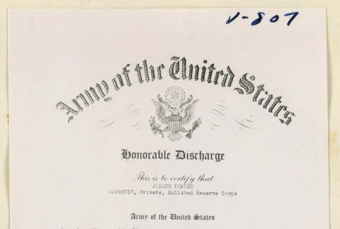Honorable discharge for Joseph Komuro (ddr-densho-37-1905)