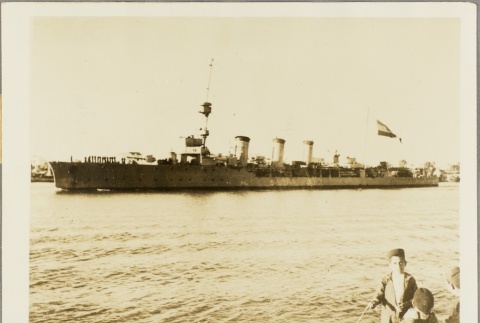 Boys watching a Spanish navy ship pass by (ddr-njpa-13-414)