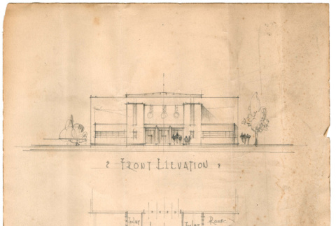 Sketch of Seattle Betsuin Buddhist Temple street & floor plan (ddr-densho-430-155)