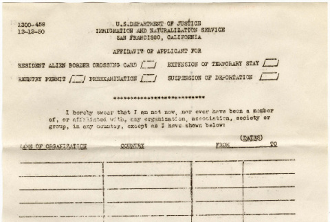 Application for permit to reenter the United States (ddr-densho-422-119)