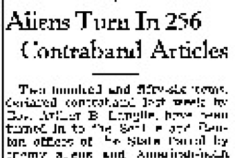 Aliens Turn In 256 Contraband Articles (February 28, 1942) (ddr-densho-56-654)
