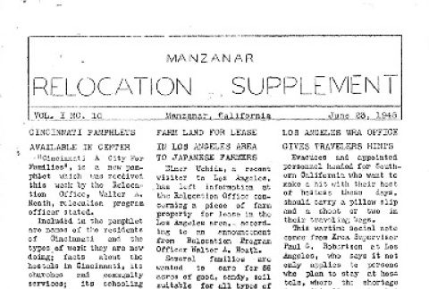 Manzanar Free Press Relocation Supplement Vol. 1 No. 10 (June 23, 1945) (ddr-densho-125-377)