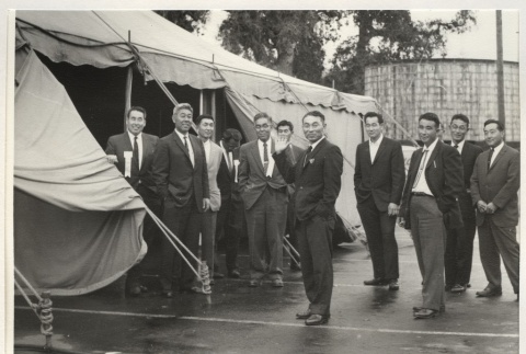 Group of men in front of the convention tent (ddr-jamsj-1-515)