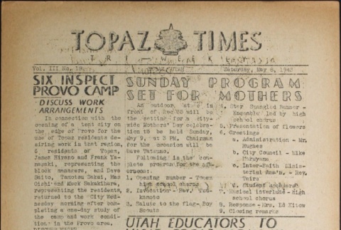 Topaz Times Vol. III No. 18 (May 8, 1943) (ddr-densho-142-156)