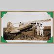 Three boys stand in front a plane (ddr-densho-404-358)