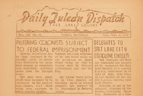 Tulean Dispatch Vol. III No. 94 (November 4, 1942) (ddr-densho-65-90)
