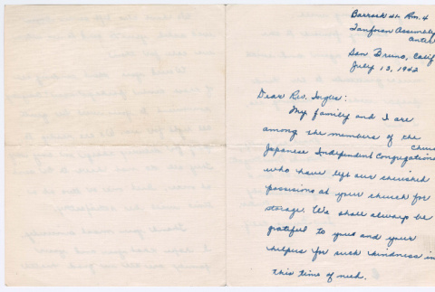 Letter to Rev. Robert Inglis from Mitsuko Doris Mizote (ddr-densho-498-36)