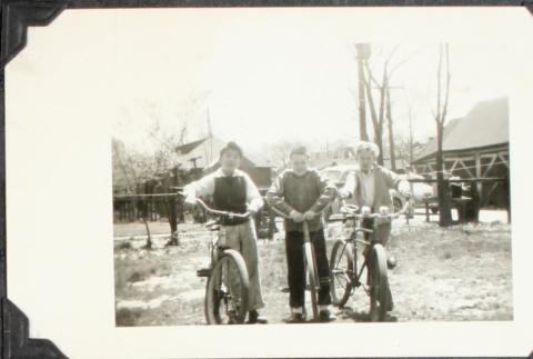 Three boys on bikes (ddr-densho-355-805)