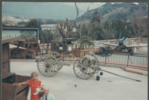 Chester and Agnes Sakura by antique wagons (ddr-densho-523-462)