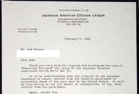 Letter to Sam Nakano from Bill Yoshino (ddr-chijacl-1-690)